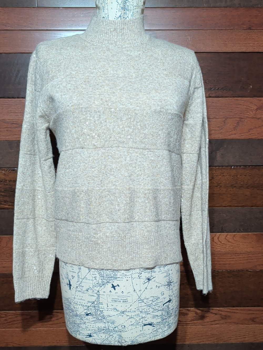 Ophelia Roe Soft Knit Mock Neck Sweater in Beige